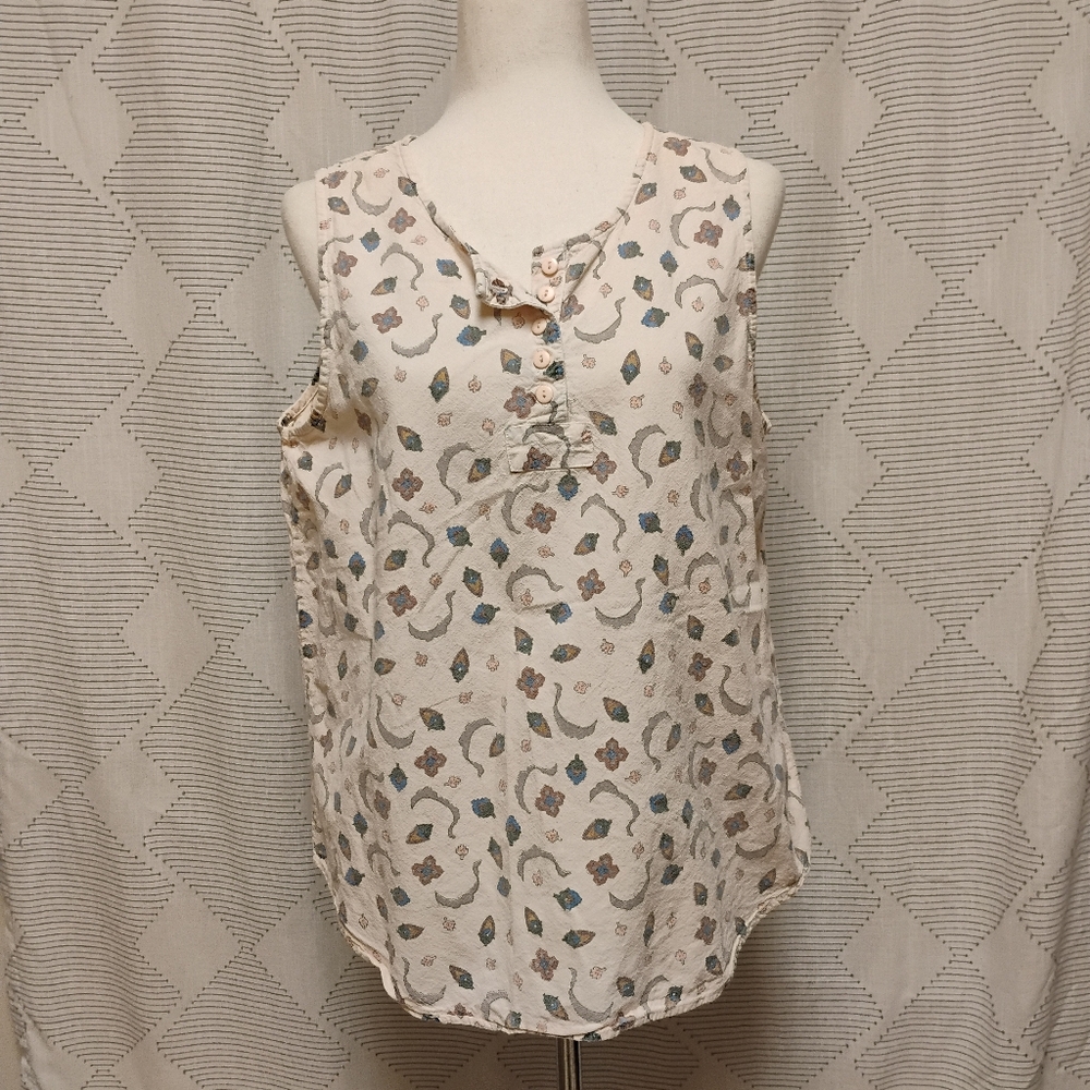 Hunters Run Paisley Sleeveless Tank Top Women's Size Small Soft Pink 100% Cotton